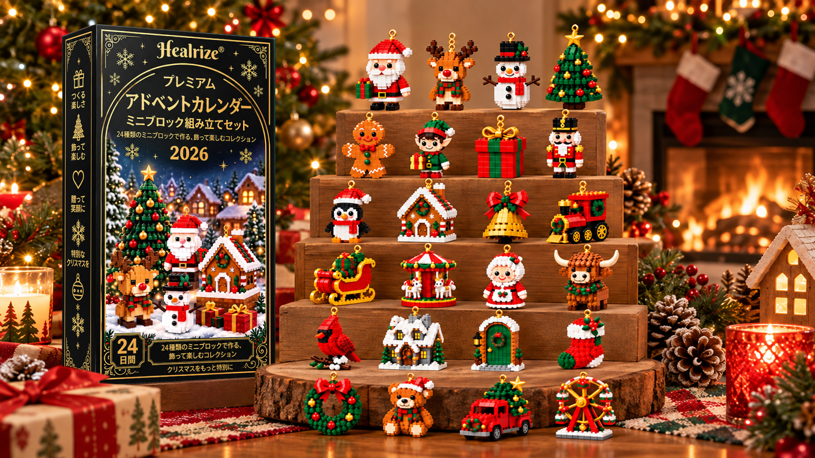 Healrize® 24種類のクリスマスブロックオーナメント
