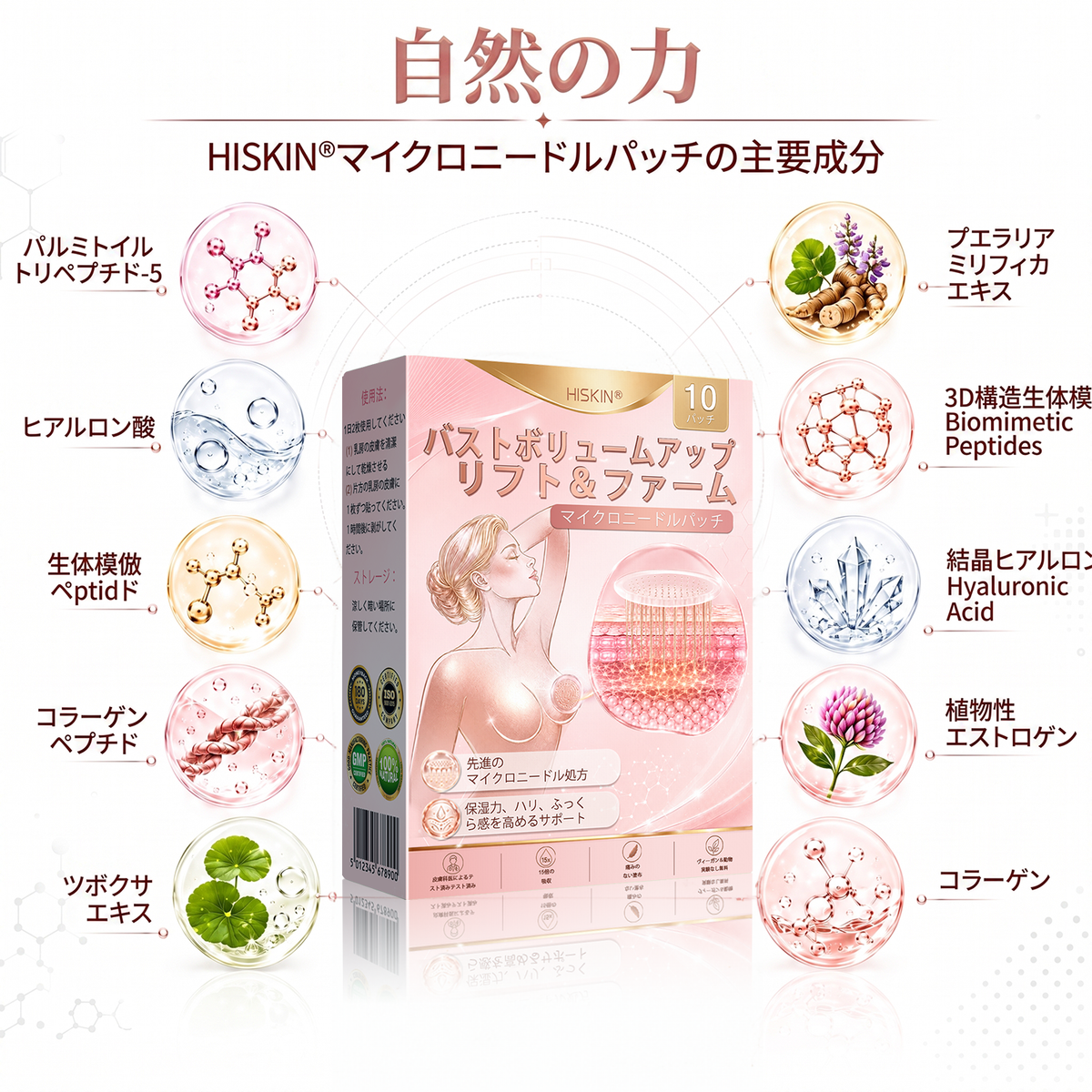 💫HISKIN® バストラインケア リフト＆ハリ ナノマイクロニードルパッチ ✅